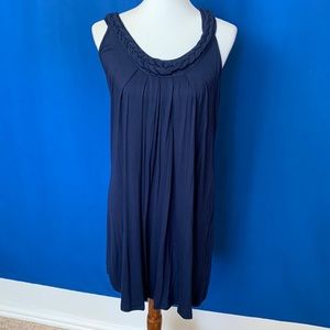Navy dress w braided trim